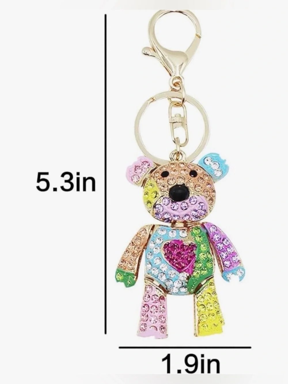 Multicolor Rhinestones Teddy Bear Bag Charm Key chain - Picture 3 of 3